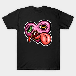 Zombie Heart Bug Tongue Pink T-Shirt